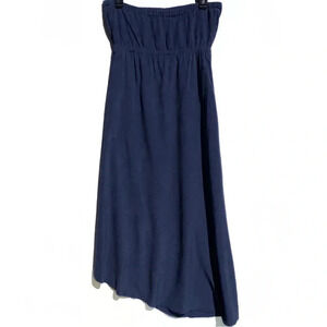 JOIE Women’s Navy Blue Strapless tube top wrap skirt 100% silk dress medium